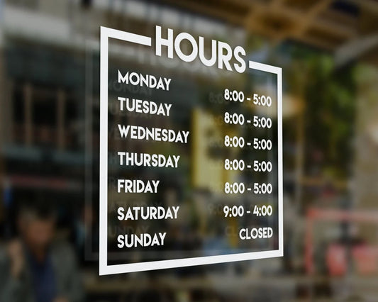 Business Hour Decals